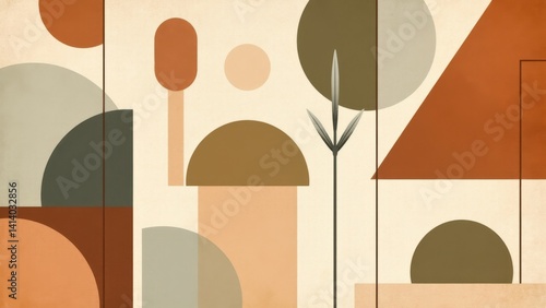 Geometric landscape with abstract natural shapes