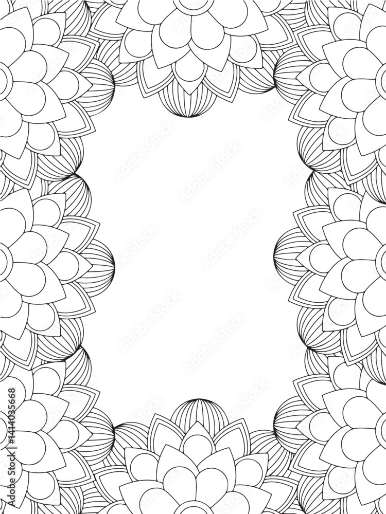 Fototapeta premium border flower coloring pages for kids