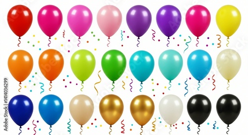 colorful balloon collection on white background