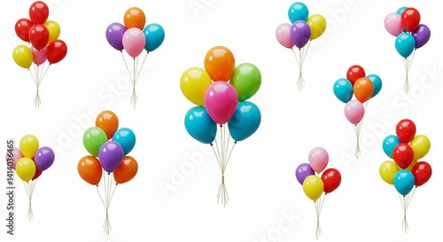 colorful balloon collection on white background