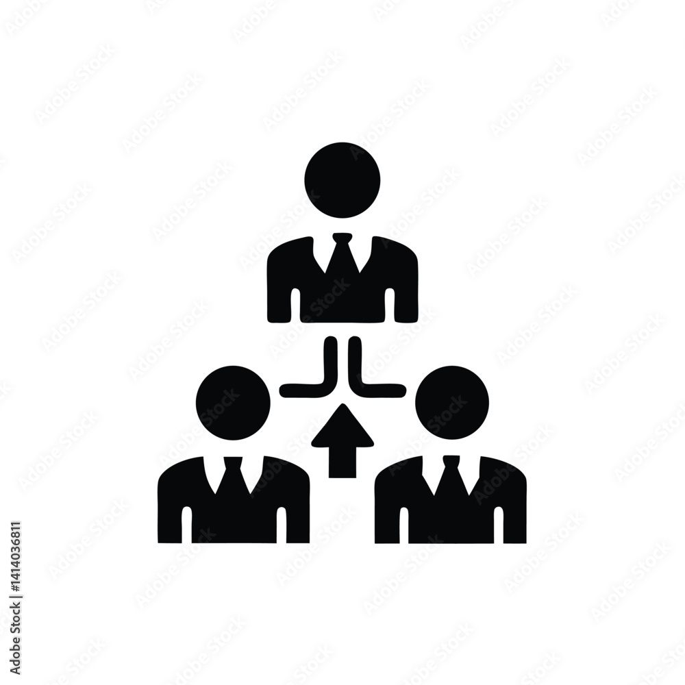 Team Hierarchy Icon Collaboration, Leadership, Arrow Connection on Transparent Background Team Hierarchy Icon Collaboration, Leadership, Arrow Connection on Transparent Background