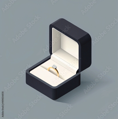  Open Black Ring Box Icon on Gray Background