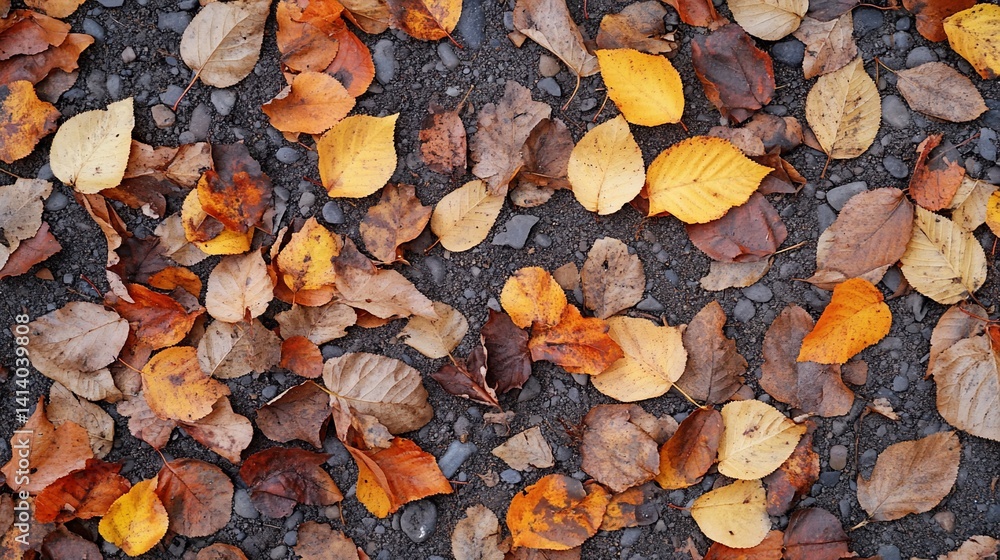 Autumn leaves on gravel path Autumn leaves on gravel path