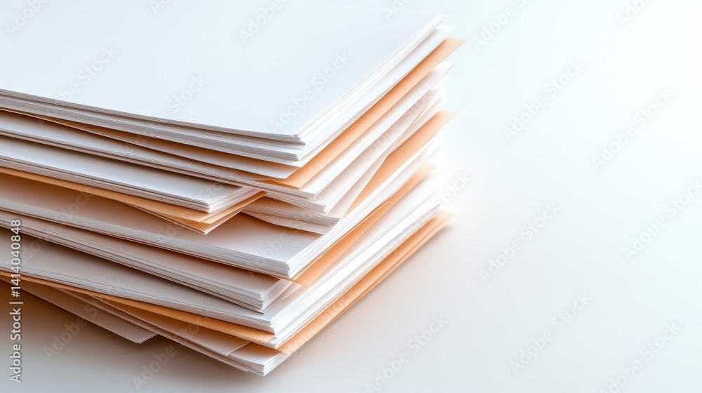Fototapeta premium A stack of neatly packaged startup funding proposal documents on an absolutely white background.