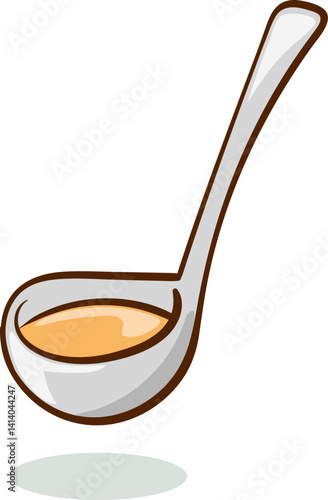 Ladle of soup vector illustration on white background.