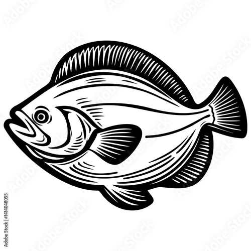 Halibut Fish Illustration.