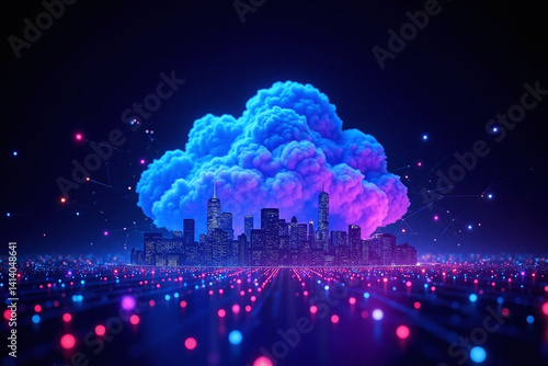 Wallpaper Mural cloud computing device with a city in the background Torontodigital.ca