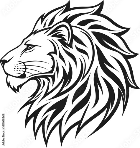Wallpaper Mural Wild roaring lion king head tattoo set | lions heads black and white ink sketch silhouettes Torontodigital.ca