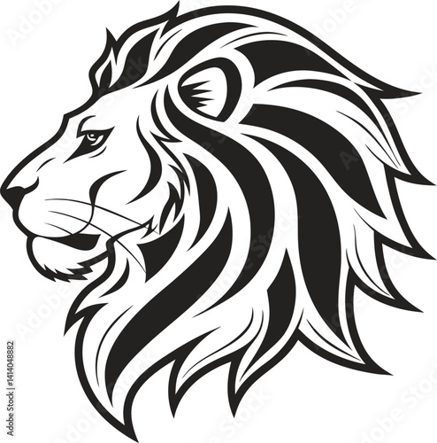 Wallpaper Mural Wild roaring lion king head tattoo set | lions heads black and white ink sketch silhouettes Torontodigital.ca