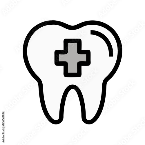 Tooth with Medical Cross Symbol Icon Design