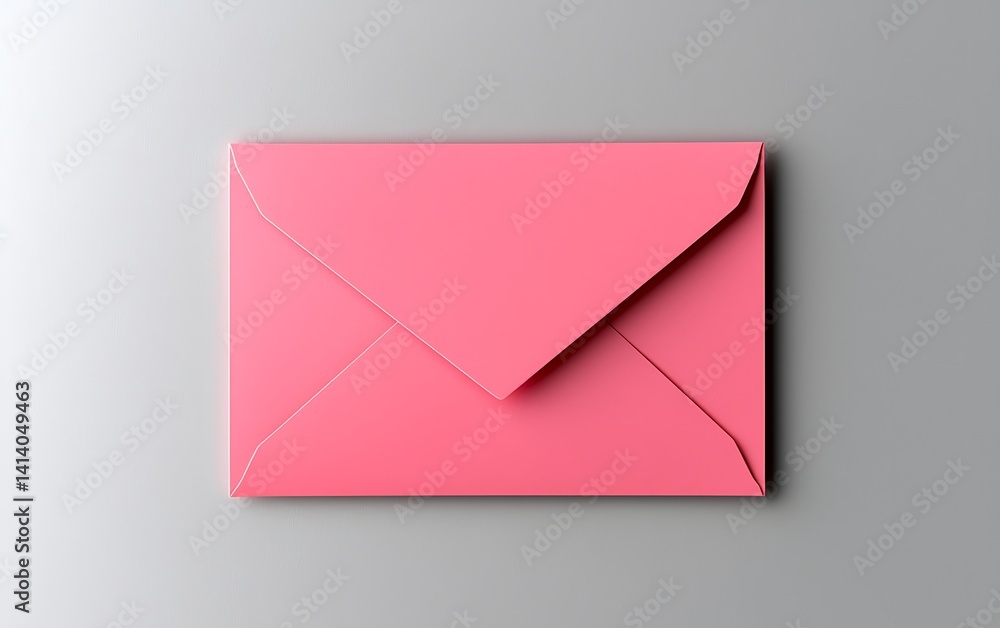 Pink Envelope on Grey Background Pink Envelope on Grey Background