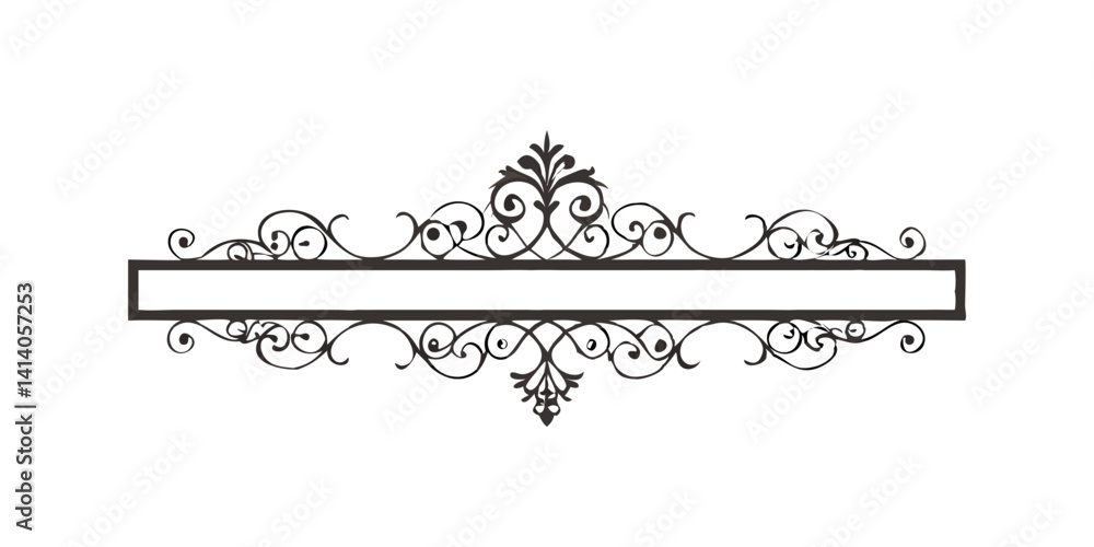 Classic ornamental divider with horizontal line and scrolls