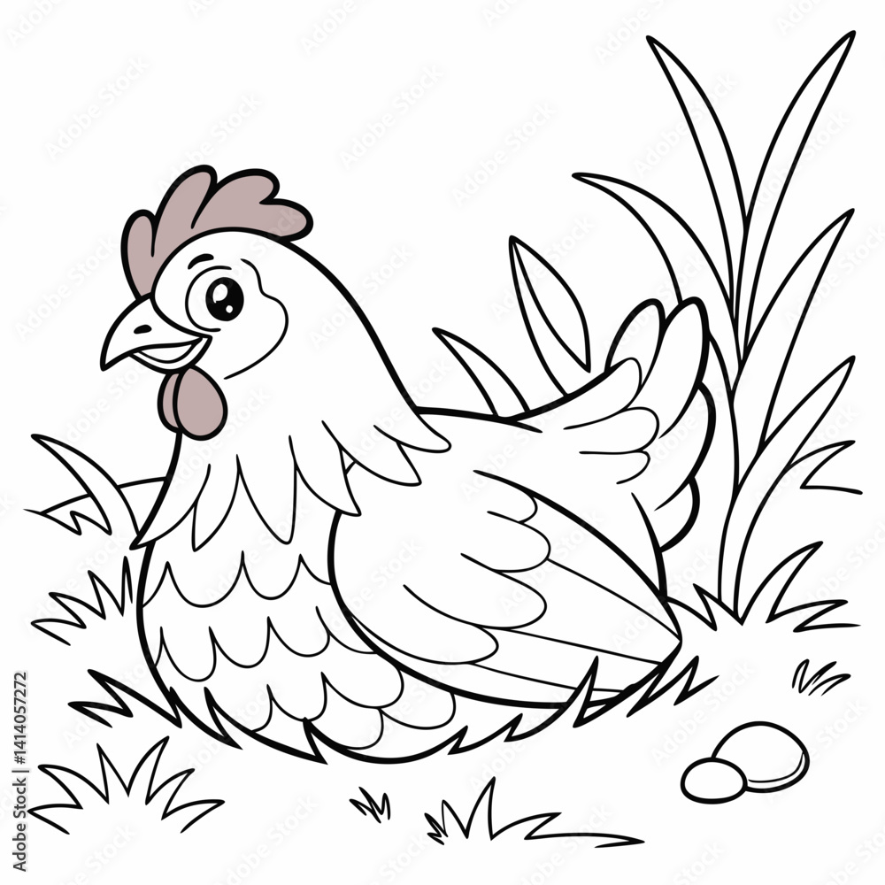 Fototapeta premium vector illustration of a laying hen