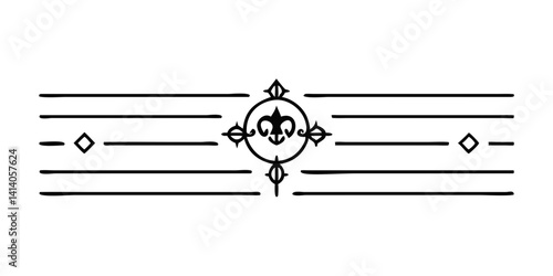 Ornamental line divider with central circle and dots