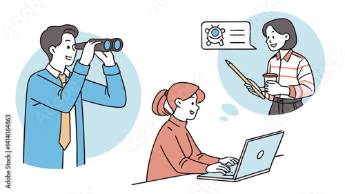 Business People In Various Roles Planning Strategy And Collaboration For Future Success Teamwork And Leadership