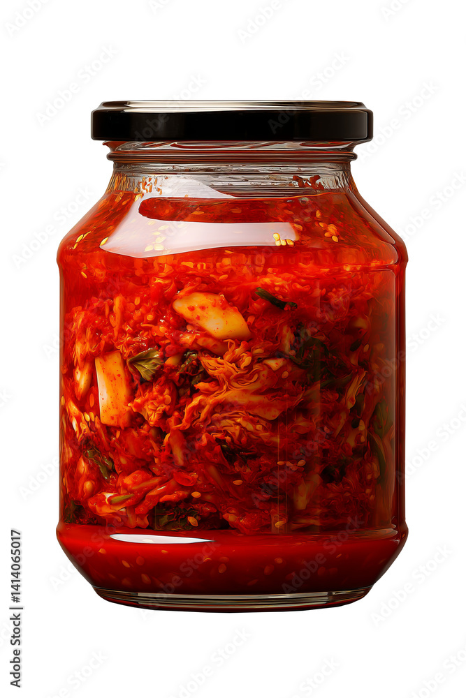 Delicious Homemade Kimchi in Glass Jar Fermented Spicy Korean Food Delicious Homemade Kimchi in Glass Jar Fermented Spicy Korean Food