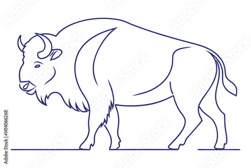 buffalo in wild western landscape sketch