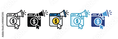 Ppc Advertising Icon Set Multiple Style Collection