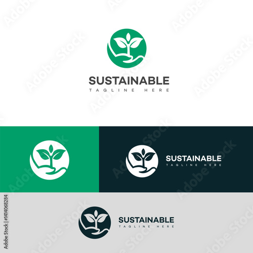 Sustainable Growth Logo Design EcoFriendly Plant in Hands