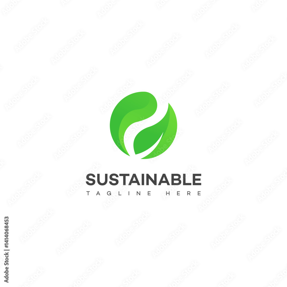 Fototapeta premium Sustainable Green Leaf Eco Logo Design Brand Identity