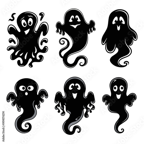 Cute Cartoon Ghosts Collection - Halloween Clipart