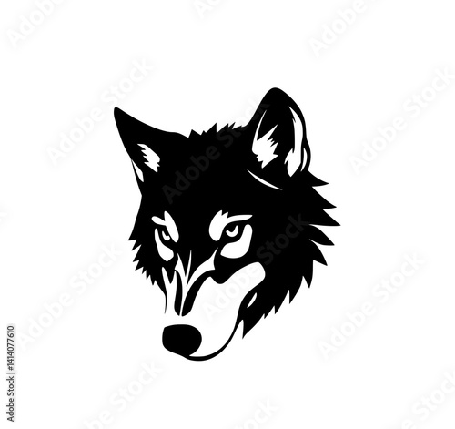 Wolf's Gaze: A bold, monochrome illustration depicts a wolf's head, its intense stare and sharp features rendered in striking silhouette.