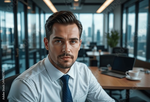 Confident Businessman in Modern Office