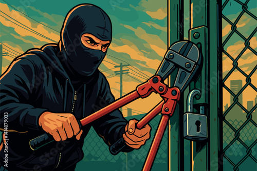 Criminal Uses Bolt Cutters to Break Padlock in Theft