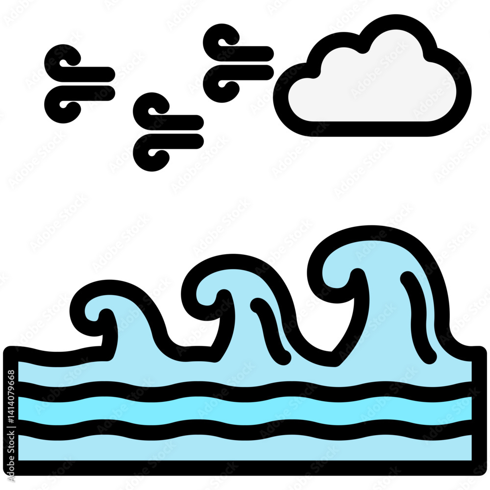 Ocean Wave colored outline mini illustration icon, related to relaxation, spa, wellness and more. Vector EPS 10 for modern concept, print, UI, UX kit, web and app development. Ocean Wave colored outline mini illustration icon, related to relaxation, spa, wellness and more. Vector EPS 10 for modern concept, print, UI, UX kit, web and app development.