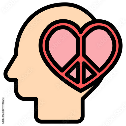 Peaceful Mind colored outline mini illustration icon, related to relaxation, spa, wellness and more. Vector EPS 10 for modern concept, print, UI, UX kit, web and app development.