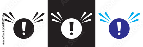 Warning  icons. Alert, caution, danger, error icon etc. Vector for websites, mobile interfaces, presentations, banner, visual branding etc. Vector illustration. isolated on white and black background.