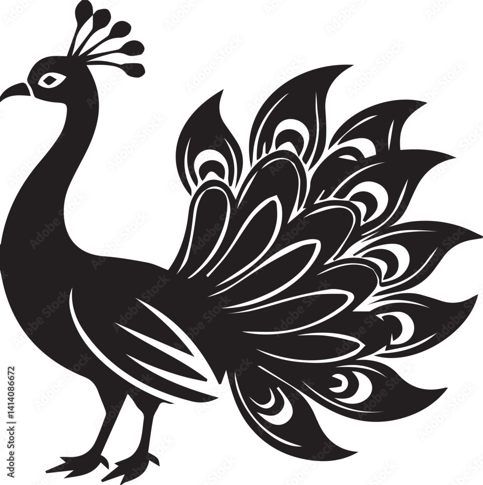 Obraz premium black and white peacock