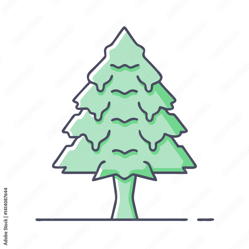 Fototapeta premium A Charming Illustration of a Green Evergreen Tree with a Unique Style