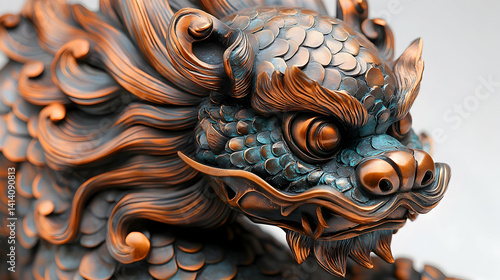 Wallpaper Mural Intricate Copper Dragon Head Sculpture with Patina Detailing and Torontodigital.ca