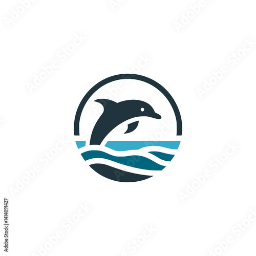 jumping dolphin on the sea nature logo vector illustration template design