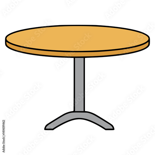 round table furniture interior flat color vector illustration template design