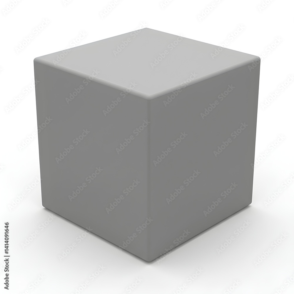 Minimalist 3D gray cube with soft shadows, isolated on a white background Minimalist 3D gray cube with soft shadows, isolated on a white background