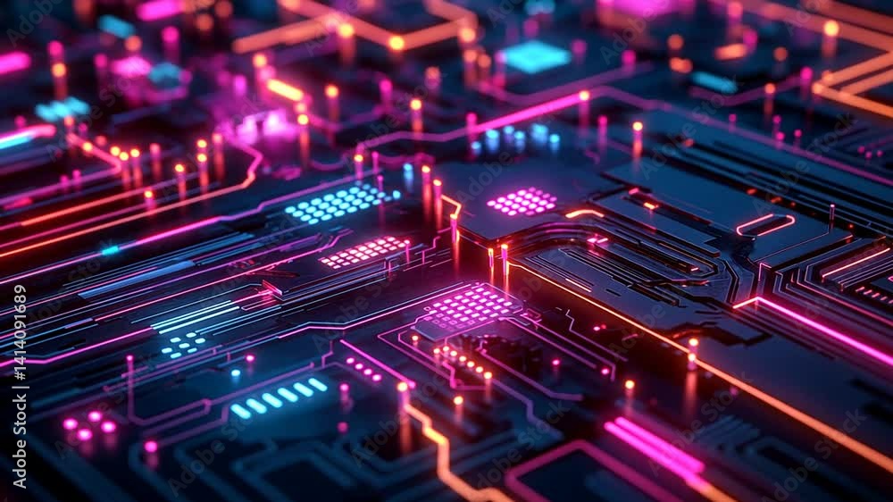 Futuristic Glowing Circuit Board Animation for Technology and Innovation Concepts Futuristic Glowing Circuit Board Animation for Technology and Innovation Concepts