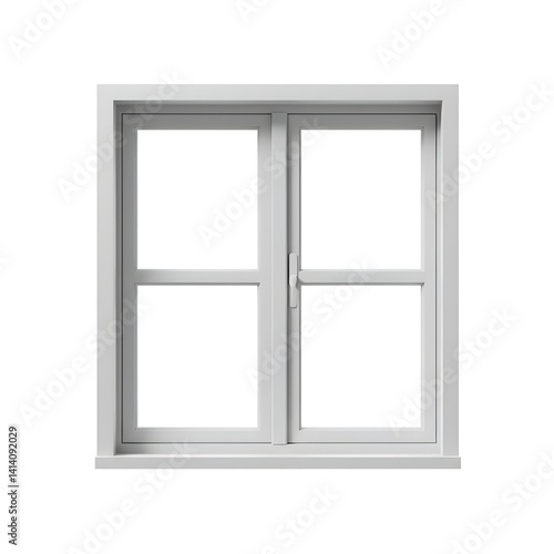 Modern White Window Frame with Clean Lines and Empty Space for Interior Design