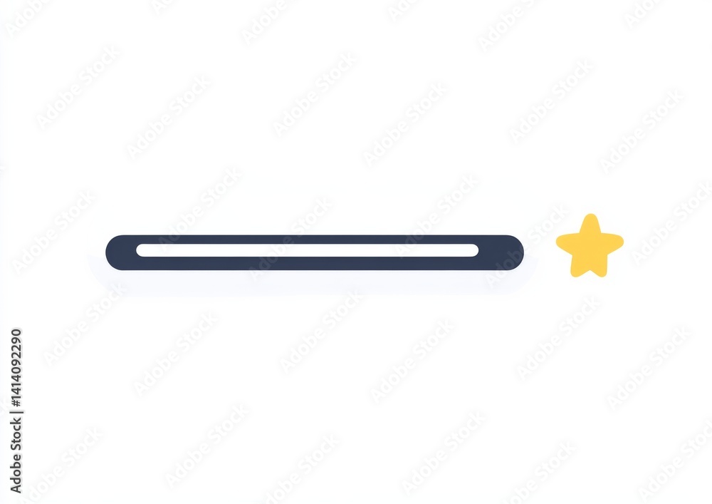 Obraz premium vector illustration of an onscreen search bar with simple shapes, white background, and two small yellow stars in the bottom right corner, clean and modern design