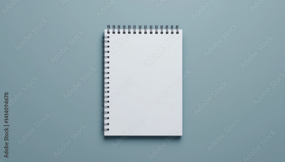 A clean, blank spiral notebook on a teal background, perfect for brainstorming, note-taking, or creative ideas. Ideal for office and personal use. A clean, blank spiral notebook on a teal background, perfect for brainstorming, note-taking, or creative ideas. Ideal for office and personal use.