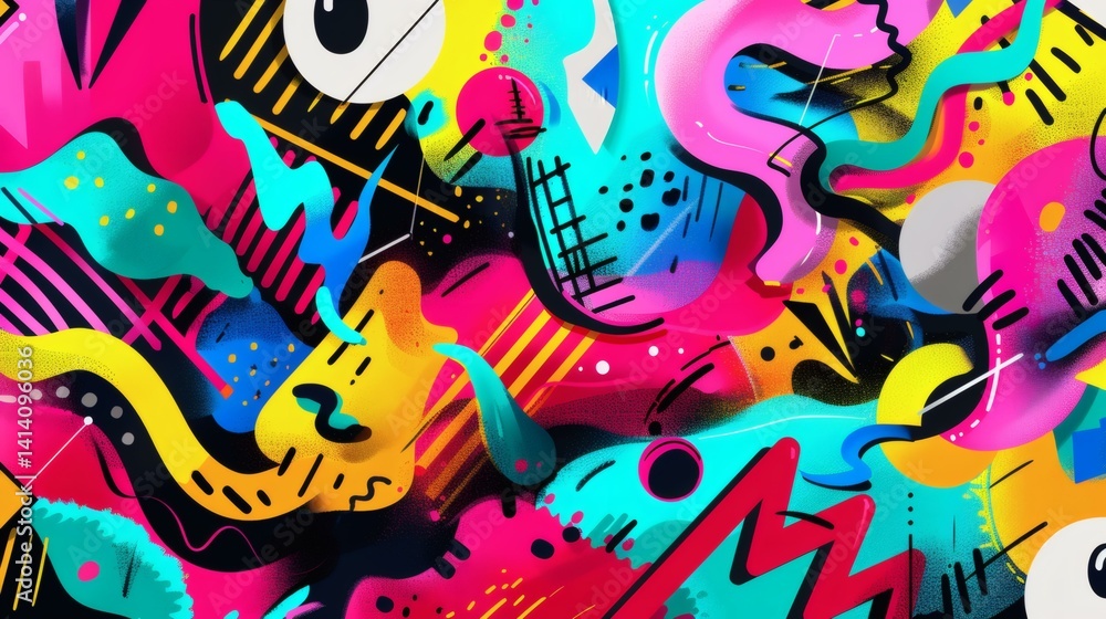 Vibrant Graffiti Art: Abstract Background with Bold Colors, Dynamic Shapes, and Urban Style for Creative Projects Vibrant Graffiti Art: Abstract Background with Bold Colors, Dynamic Shapes, and Urban Style for Creative Projects