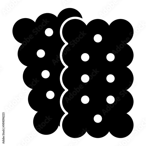 Two shortbread cookies solid icon, sweets pastry concept. Vector graphics. Cookie cracker, bakery sign on white background, glyph style mobile or design.