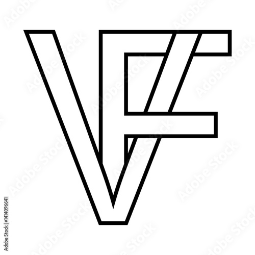 Logo sign vf fv icon double...
