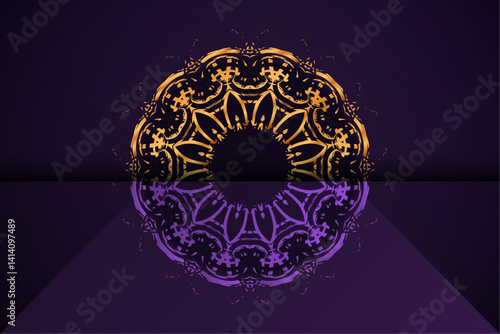 Symmetrical ornamental design with circular layout and rich purple gold accents

