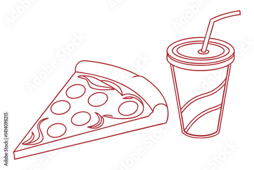 Minimalist Pizza and Soft Drink Illustration