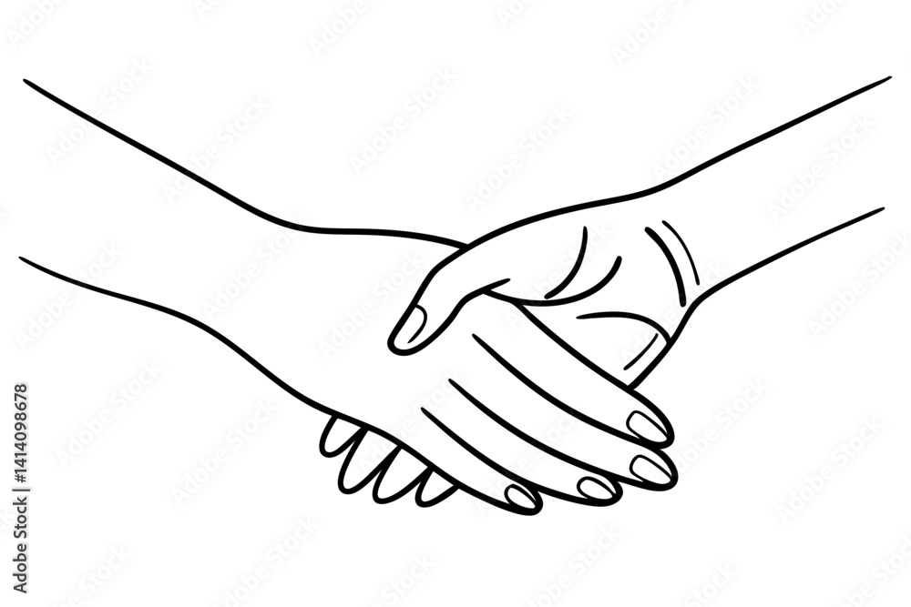 Two Hands Holding Each Other Line Sketch Two Hands Holding Each Other Line Sketch