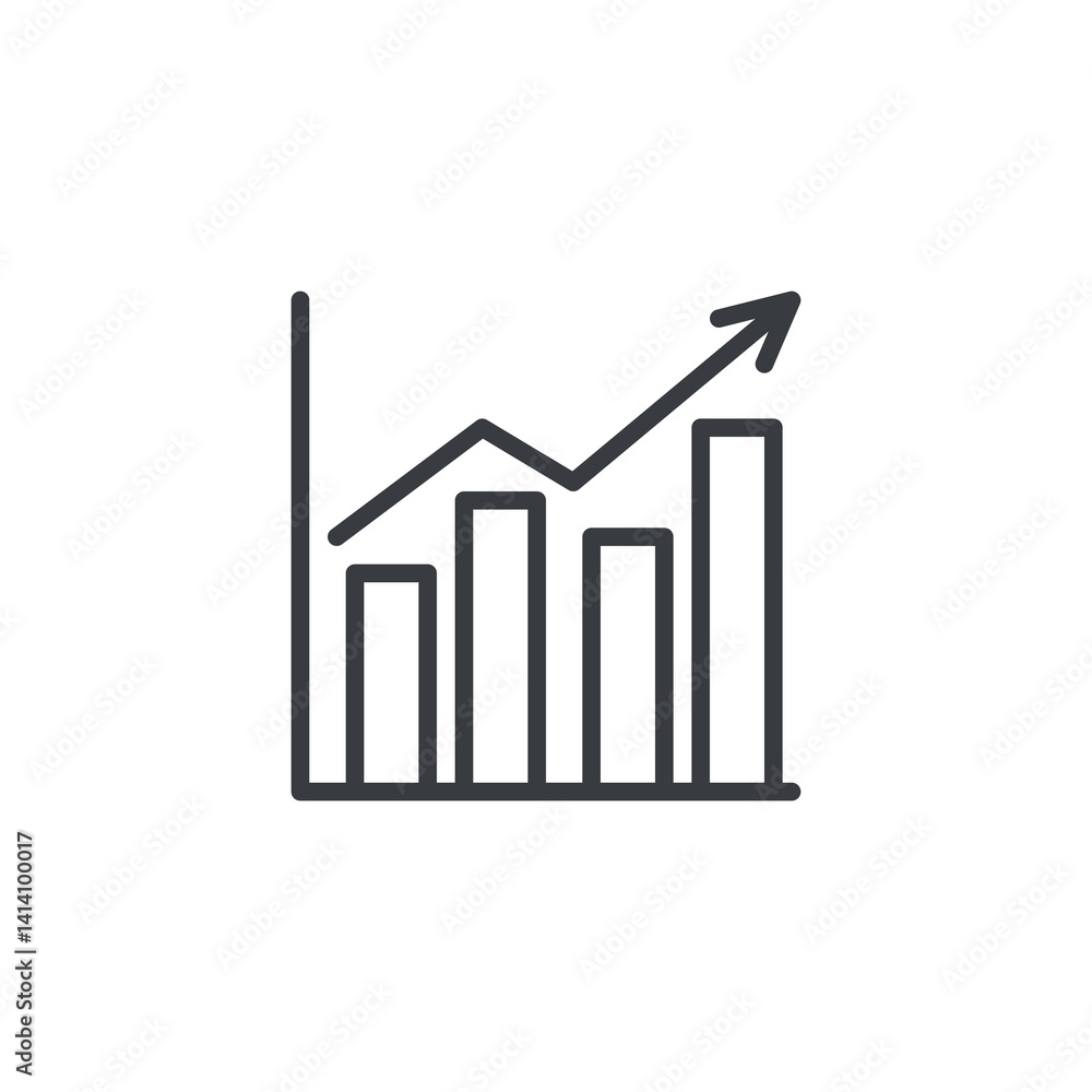 Bar Chart with arrow line icon Bar Chart with arrow line icon