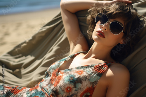 Fashion Model Laying on the Beach – Summer Style & Coastal Glamour