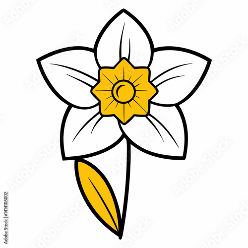hand drawn daffodil flower outline illustration 